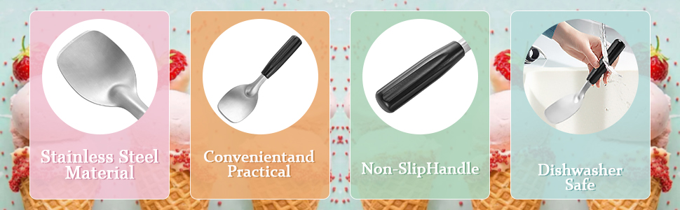 2 Pack Ice Cream Spade - Stainless Steel Flat Ice Cream Paddle, Scooper for Hard or Creamy Dessert Spade Butter Cutter