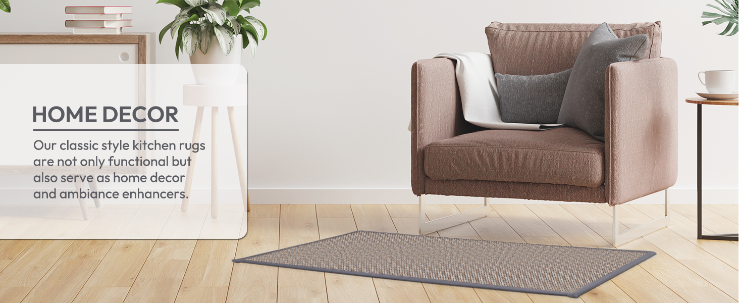 Kitchen Mats for Floor, Kitchen Rug, Nonskid, Washable, Absorbent Kitchen Runner Rug for in Front of Sink, Entryway, Rubber Backing Indoor Door Mat, Farmhouse Style Standing Mat, 17.3