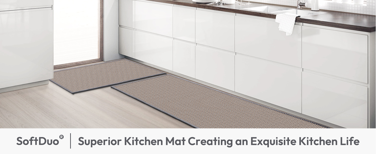 Kitchen Mats for Floor, Kitchen Rug, Nonskid, Washable, Absorbent Kitchen Runner Rug for in Front of Sink, Entryway, Rubber Backing Indoor Door Mat, Farmhouse Style Standing Mat, 17.3