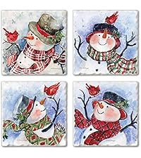 Thirstystone Set of 6 Thick Dark Cork Coasters in Attractive Black Coaster Holder 4.7