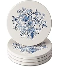 Thirstystone Set of 6 Thick Dark Cork Coasters in Attractive Black Coaster Holder 4.7