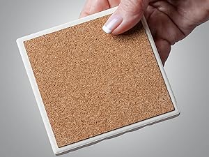 Thirstystone Set of 6 Thick Dark Cork Coasters in Attractive Black Coaster Holder 4.7