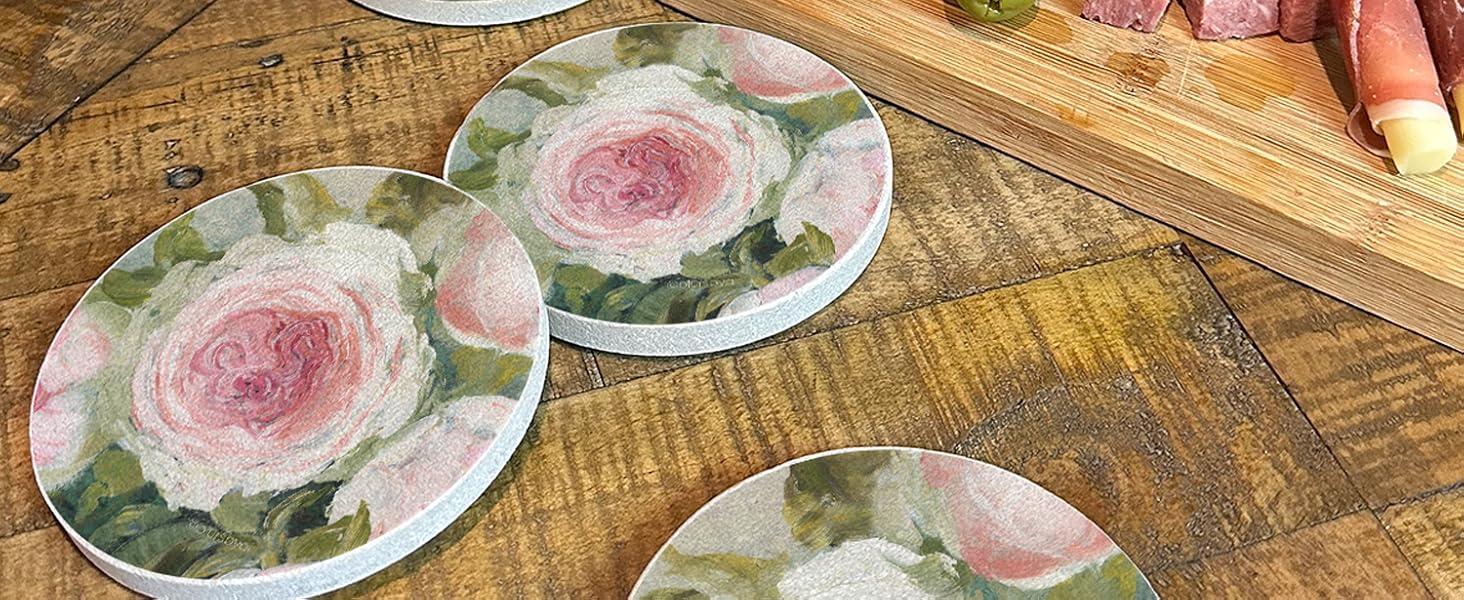 Thirstystone Set of 6 Thick Dark Cork Coasters in Attractive Black Coaster Holder 4.7