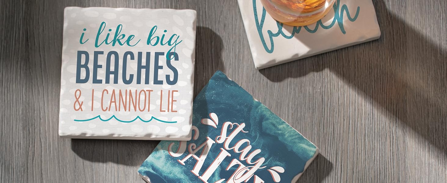 Thirstystone Set of 6 Thick Dark Cork Coasters in Attractive Black Coaster Holder 4.7