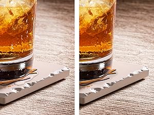 Thirstystone Set of 6 Thick Dark Cork Coasters in Attractive Black Coaster Holder 4.7