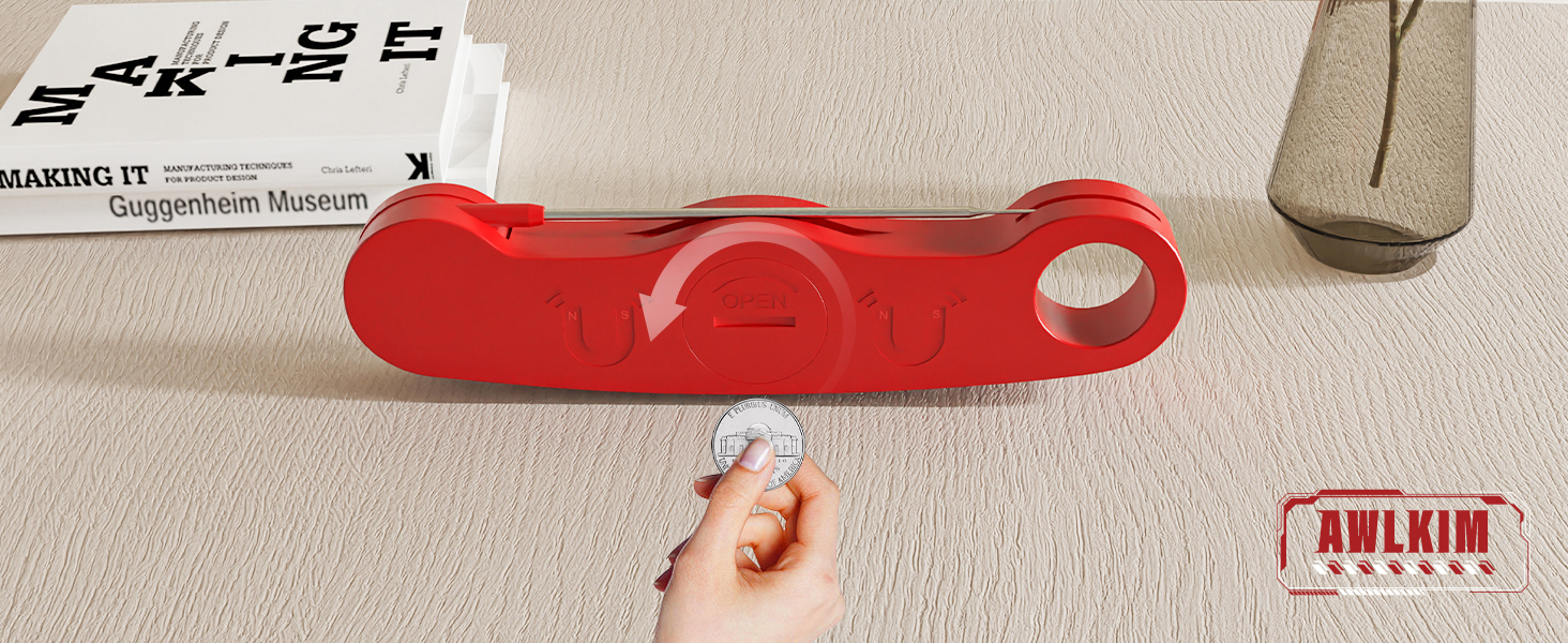 Meat Thermometer Digital - Instant Read Waterproof Food Thermometer with Backlight for Cooking, Grill, Candy, Kitchen & Stocking Stuffers for Men - Red