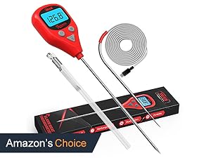 Meat Thermometer Digital - Instant Read Waterproof Food Thermometer with Backlight for Cooking, Grill, Candy, Kitchen & Stocking Stuffers for Men - Red