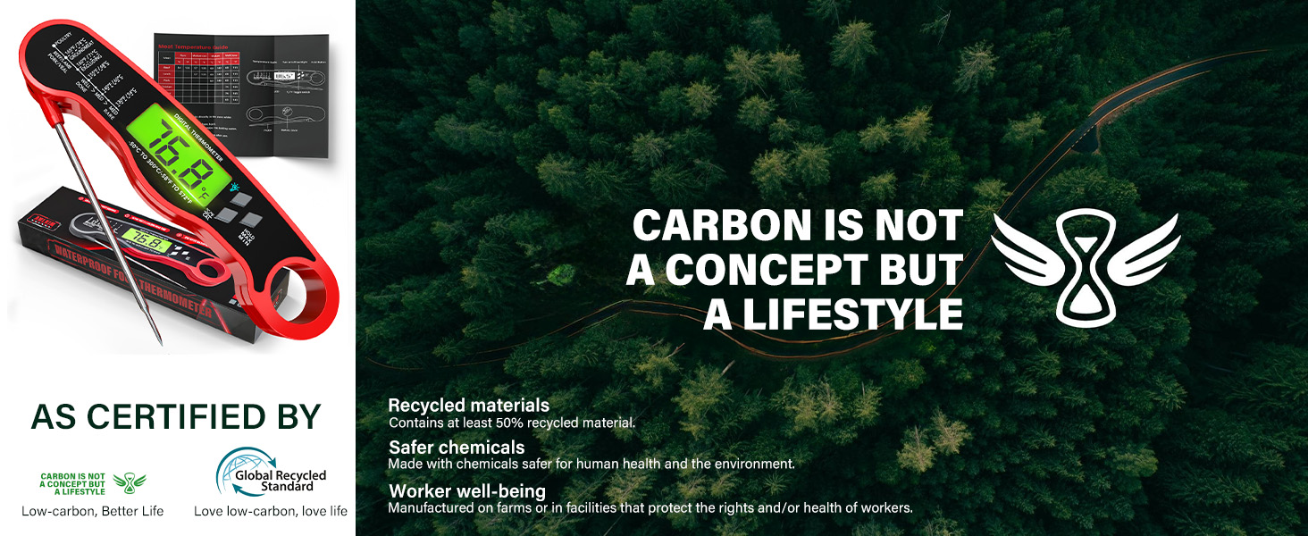 Meat Thermometer Digital - Instant Read Waterproof Food Thermometer with Backlight for Cooking, Grill, Candy, Kitchen & Stocking Stuffers for Men - Red