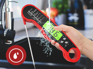 Meat Thermometer Digital - Instant Read Waterproof Food Thermometer with Backlight for Cooking, Grill, Candy, Kitchen & Stocking Stuffers for Men - Red