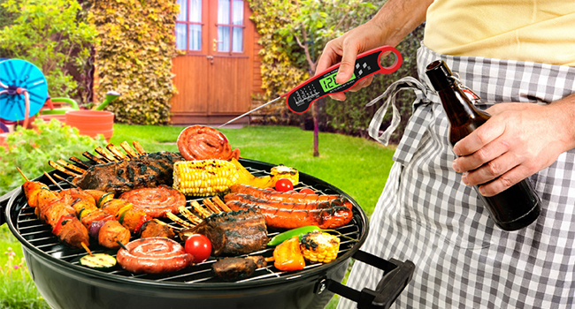 Meat Thermometer Digital - Instant Read Waterproof Food Thermometer with Backlight for Cooking, Grill, Candy, Kitchen & Stocking Stuffers for Men - Red