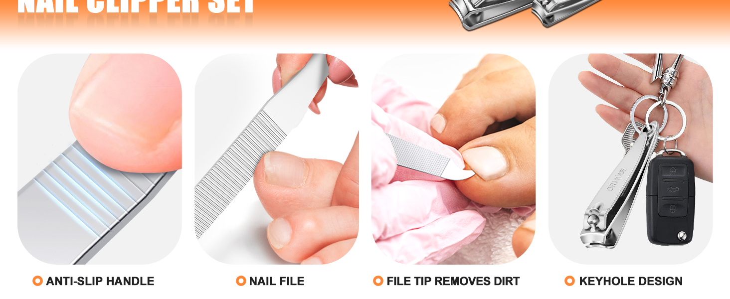 DRMODE Finger Nail Clippers Adult - 8 Pack Nail Clippers Bulk for Men Women Sharp Travel Toenail Clippers and Fingernail Clipper Set Curved Cutter Trimmer with Nail File