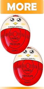NobleEgg Egg Timer for Boiling Eggs, Soft Medium Hard Boiled Egg Timer That Changes Color When Done, No BPA, Basics line, Yellow, Pack of 2