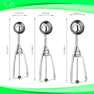 3PCS Ice Cream Scoop,Premium cookie scoop set,Small/Medium/Large stainless steel Scoops,Professional Ice cream Scooper with Trigger Release for Baking, Cookie, Fruit and Ice Cream by AOULELA
