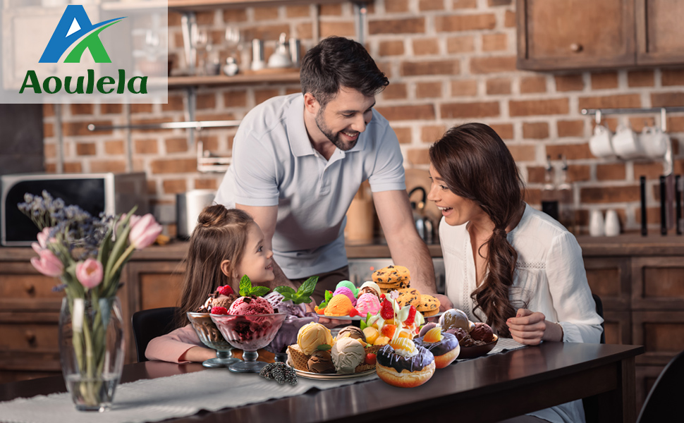 3PCS Ice Cream Scoop,Premium cookie scoop set,Small/Medium/Large stainless steel Scoops,Professional Ice cream Scooper with Trigger Release for Baking, Cookie, Fruit and Ice Cream by AOULELA