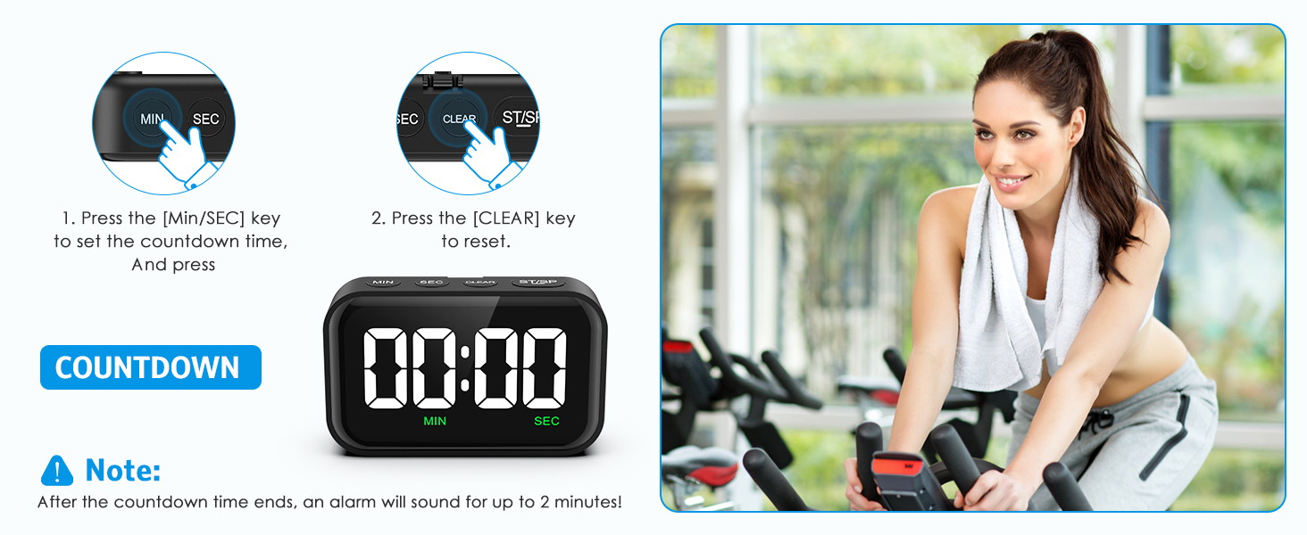 Digital Kitchen Timer, Digital Timer with Large LED Display, Magnetic Kitchen Timer for Cooking, 3 Volume Levels for Classroom/Office/Home/Work/Study, Black (Battery Included)