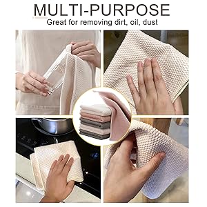 K&janet6am Dish Cloths for Washing Dishes, 6 Pack Kitchen Dish Towels, Super Absorbent Microfiber Cleaning Cloth, Barista Micofiber Cloths for Espresso Machine,12x12 Inches
