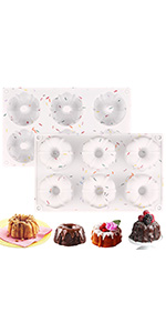 HUAKENER 2 Pcs Mini Fluted Cake Pan, 6-Cavity Fluted Tube Cake Pan, Non-stick Silicone Baking Mold for Cupcakes, Donuts, Cornbread, Brownies, Jellies