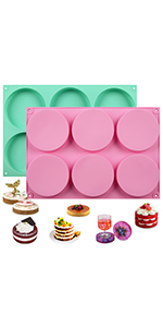 HUAKENER 2 Pcs Mini Fluted Cake Pan, 6-Cavity Fluted Tube Cake Pan, Non-stick Silicone Baking Mold for Cupcakes, Donuts, Cornbread, Brownies, Jellies