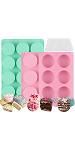 HUAKENER 2 Pcs Mini Fluted Cake Pan, 6-Cavity Fluted Tube Cake Pan, Non-stick Silicone Baking Mold for Cupcakes, Donuts, Cornbread, Brownies, Jellies