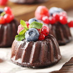 HUAKENER 2 Pcs Mini Fluted Cake Pan, 6-Cavity Fluted Tube Cake Pan, Non-stick Silicone Baking Mold for Cupcakes, Donuts, Cornbread, Brownies, Jellies