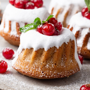 HUAKENER 2 Pcs Mini Fluted Cake Pan, 6-Cavity Fluted Tube Cake Pan, Non-stick Silicone Baking Mold for Cupcakes, Donuts, Cornbread, Brownies, Jellies