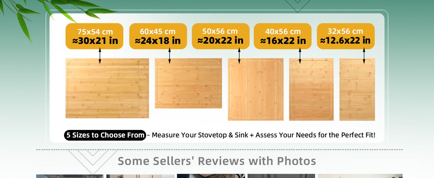 30 x 21 in Extra Large Bamboo Cutting Board, Stovetop Cover, Sink Cover, Noodle Board with Detachable Legs & Detachable Non-Slip Front Lip for Kitchen Countertop
