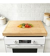 30 x 21 in Extra Large Bamboo Cutting Board, Stovetop Cover, Sink Cover, Noodle Board with Detachable Legs & Detachable Non-Slip Front Lip for Kitchen Countertop