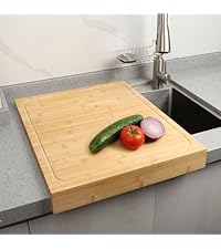 30 x 21 in Extra Large Bamboo Cutting Board, Stovetop Cover, Sink Cover, Noodle Board with Detachable Legs & Detachable Non-Slip Front Lip for Kitchen Countertop