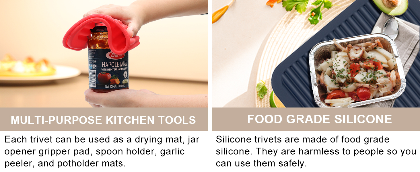 Joyhalo 4 Pack Silicone Trivets for Hot Pots and Pans,480℉ Heat Resistant Trivets for Hot Dishes,Hot Pads for Countertop,Kitchen Potholders,Khaki