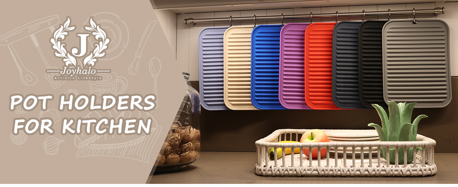 Joyhalo 4 Pack Silicone Trivets for Hot Pots and Pans,480℉ Heat Resistant Trivets for Hot Dishes,Hot Pads for Countertop,Kitchen Potholders,Khaki