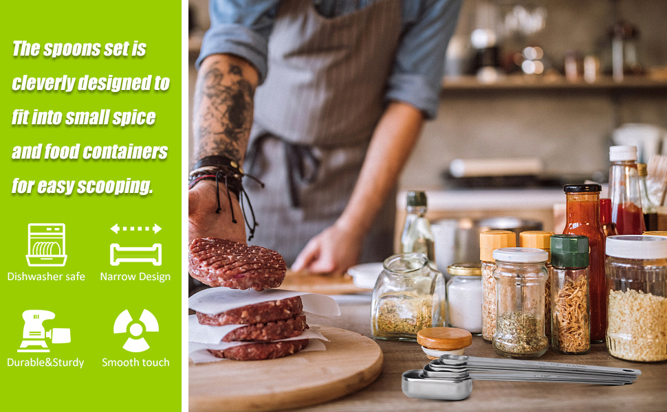 2PCS 1tsp (1/3tbsp, 5ml) Single Measuring Spoon, Stainless Steel Long Handle Individual Teaspoons Only