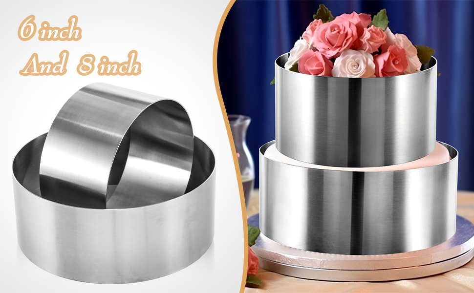 CALIFORNIA CADE ELECTRONIC Cake Ring, 6 Inch Cake Rings for Baking, 15CM Fixed Round Stainless Steel Cake Mold - Cake Baking Supplies
