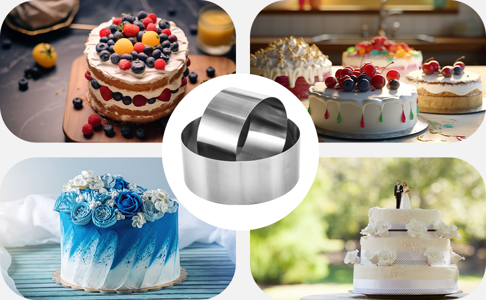CALIFORNIA CADE ELECTRONIC Cake Ring, 6 Inch Cake Rings for Baking, 15CM Fixed Round Stainless Steel Cake Mold - Cake Baking Supplies