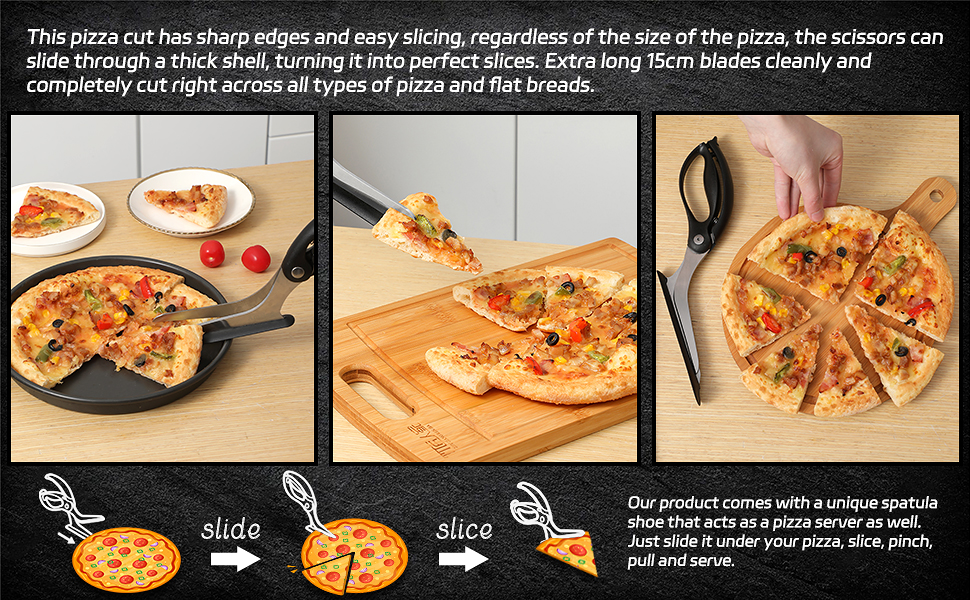 AmHoo Pizza Scissors Stainless Steel Blade Salad Pizza Slicer Pizza Cutter Scissors with Server Highly enjoy Excellent Gifts