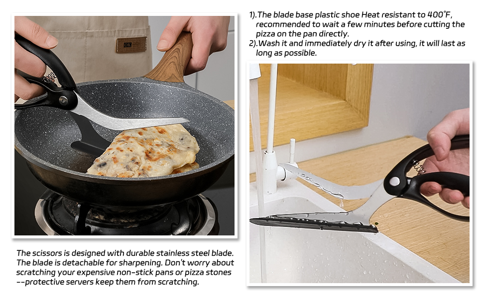 AmHoo Pizza Scissors Stainless Steel Blade Salad Pizza Slicer Pizza Cutter Scissors with Server Highly enjoy Excellent Gifts