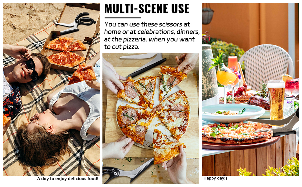 AmHoo Pizza Scissors Stainless Steel Blade Salad Pizza Slicer Pizza Cutter Scissors with Server Highly enjoy Excellent Gifts