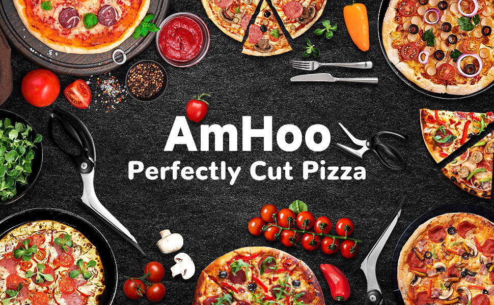 AmHoo Pizza Scissors Stainless Steel Blade Salad Pizza Slicer Pizza Cutter Scissors with Server Highly enjoy Excellent Gifts