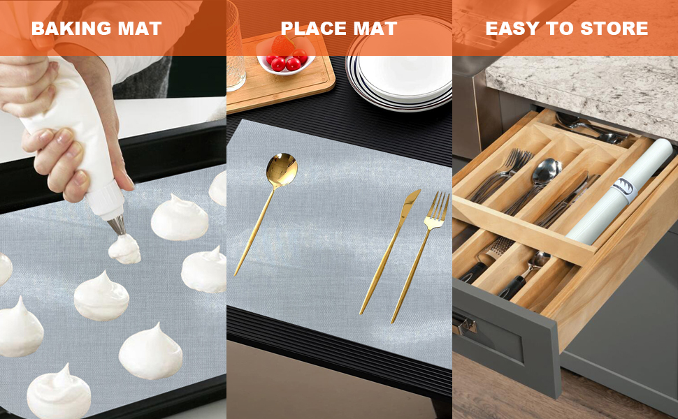 Silicone Baking Mat Roll, Cut to Size Silicone Mat, Non-slip Silicone Pastry Mat, Non-Stick Reusable Air Fryer Liner, Counter Mat, Oven Liner, Freeze Dryer Mat - 12IN x 8FT