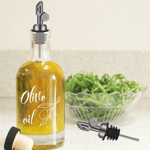 Weighted Stainless Steel Bottle Pourers, Auto Flip Feature Self Closing Olive Oil Dispenser Spout with 1 Cleaning Brush, Liquor Pour Spouts for Pours Liquid, Olive Oil, Wine, Vinegar (Black)