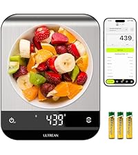 Ultrean High Capacity Food Scale, 33lb Rechargeable Digital Kitchen Scale with LCD Display, Slim & Lightweight Design, 1g Precise Graduation, Weight Grams and Ounces for Cooking, Baking & Meal Prep