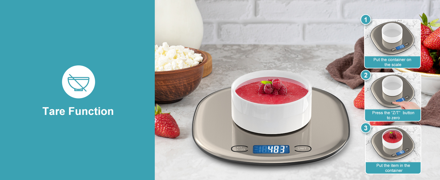 Ultrean High Capacity Food Scale, 33lb Rechargeable Digital Kitchen Scale with LCD Display, Slim & Lightweight Design, 1g Precise Graduation, Weight Grams and Ounces for Cooking, Baking & Meal Prep