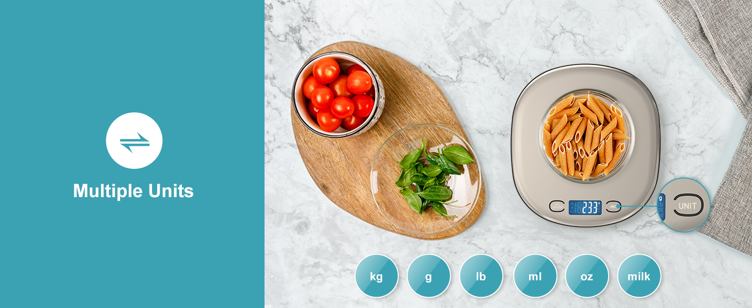 Ultrean High Capacity Food Scale, 33lb Rechargeable Digital Kitchen Scale with LCD Display, Slim & Lightweight Design, 1g Precise Graduation, Weight Grams and Ounces for Cooking, Baking & Meal Prep