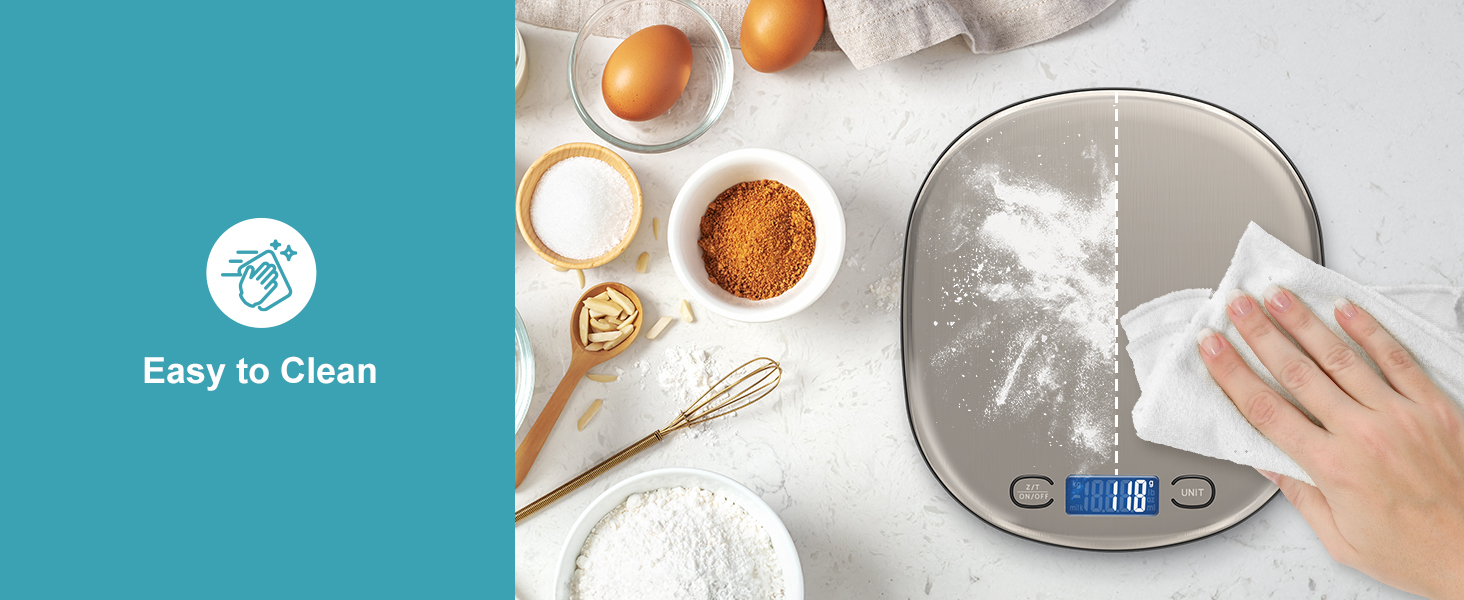 Ultrean High Capacity Food Scale, 33lb Rechargeable Digital Kitchen Scale with LCD Display, Slim & Lightweight Design, 1g Precise Graduation, Weight Grams and Ounces for Cooking, Baking & Meal Prep