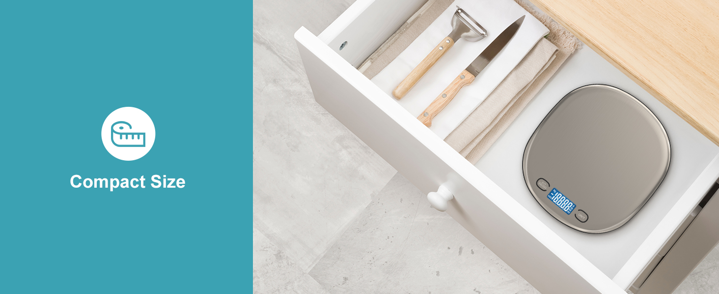 Ultrean High Capacity Food Scale, 33lb Rechargeable Digital Kitchen Scale with LCD Display, Slim & Lightweight Design, 1g Precise Graduation, Weight Grams and Ounces for Cooking, Baking & Meal Prep