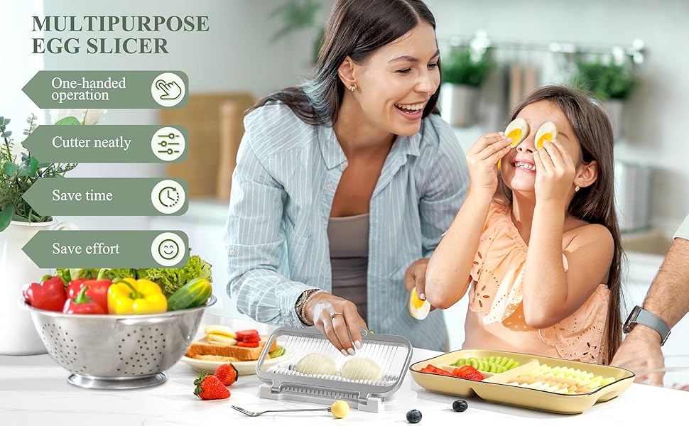 Egg Slicer for Hard Boiled Eggs Banana Slicer, Aluminium & Stainless Steel Wires Heavy Duty Bigger for Strawberry Mushroom, Dishwasher Safe