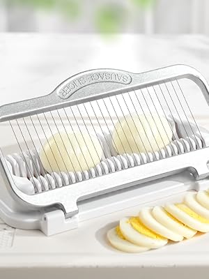 Egg Slicer for Hard Boiled Eggs Banana Slicer, Aluminium & Stainless Steel Wires Heavy Duty Bigger for Strawberry Mushroom, Dishwasher Safe