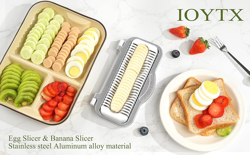 Egg Slicer for Hard Boiled Eggs Banana Slicer, Aluminium & Stainless Steel Wires Heavy Duty Bigger for Strawberry Mushroom, Dishwasher Safe