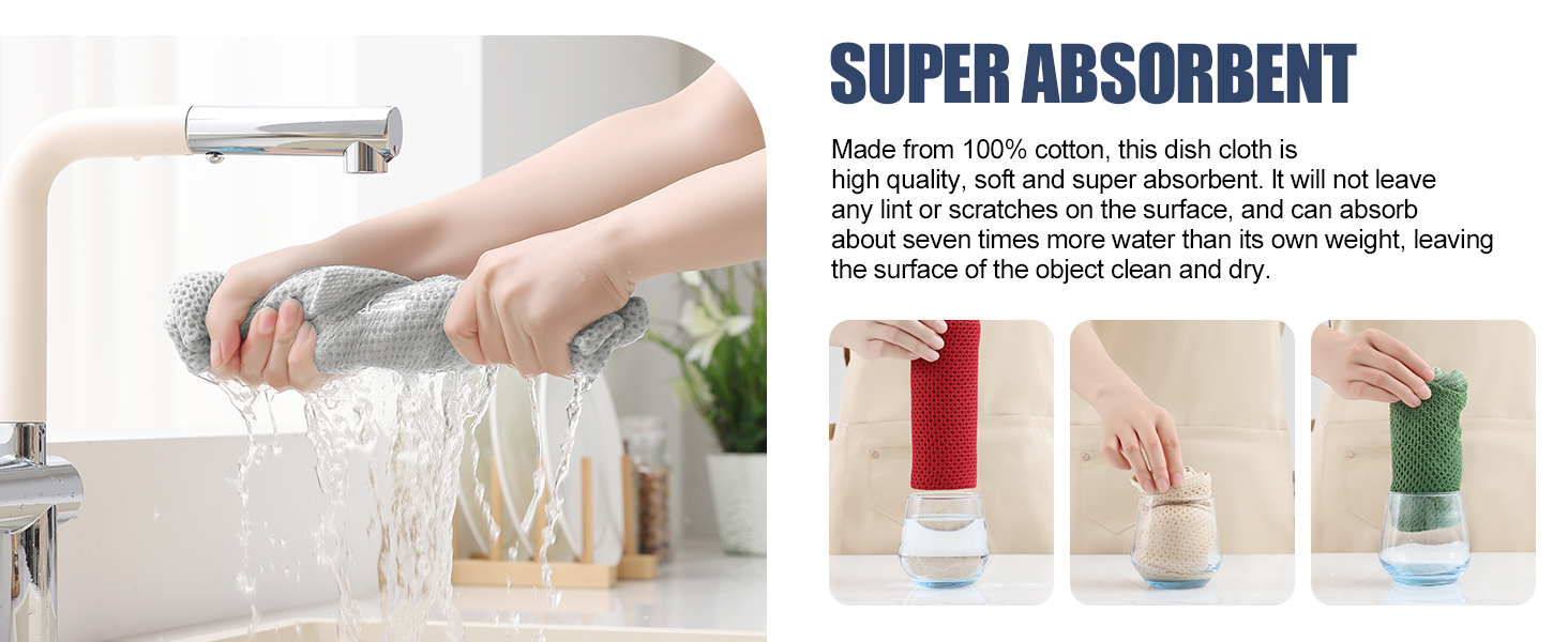 Homaxy 100% Cotton Kitchen Towels and Dishcloths Set, 12 x 12 Inches and 13 x 28 Inches, Set of 8 Bulk Kitchen Towels Set, Ultra Soft Absorbent Dish Cloths for Washing Dishes, Dark Grey