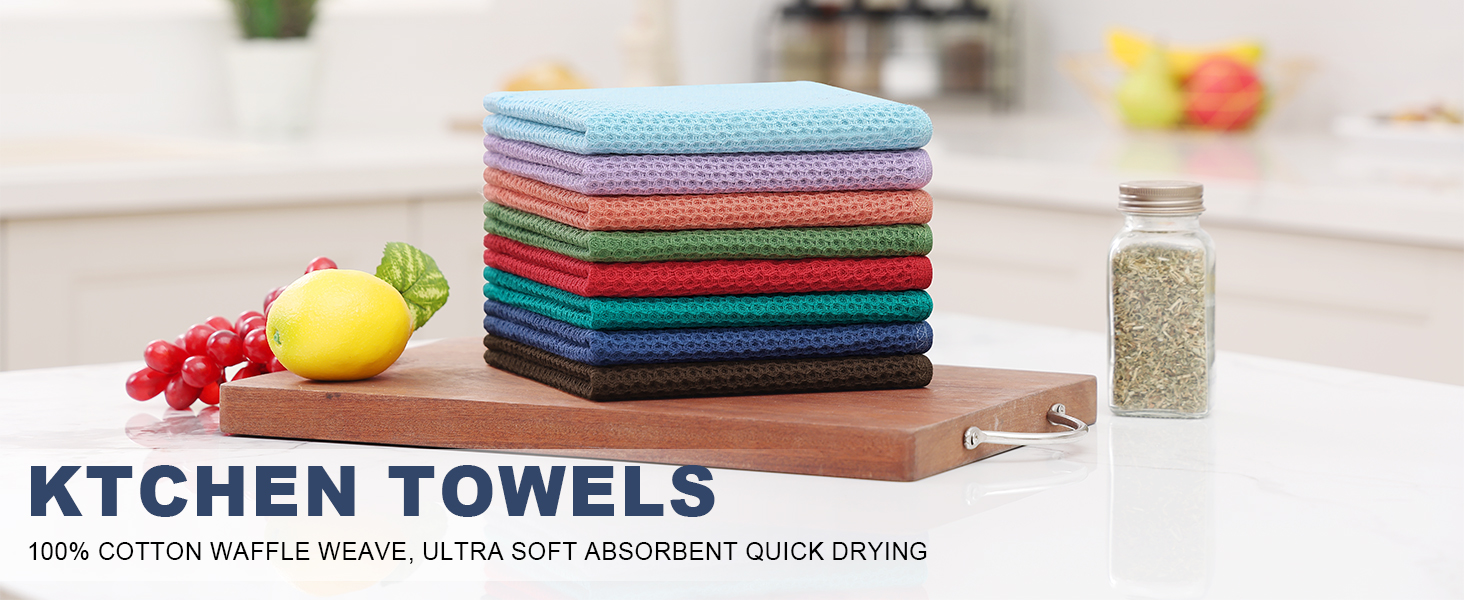 Homaxy 100% Cotton Kitchen Towels and Dishcloths Set, 12 x 12 Inches and 13 x 28 Inches, Set of 8 Bulk Kitchen Towels Set, Ultra Soft Absorbent Dish Cloths for Washing Dishes, Dark Grey