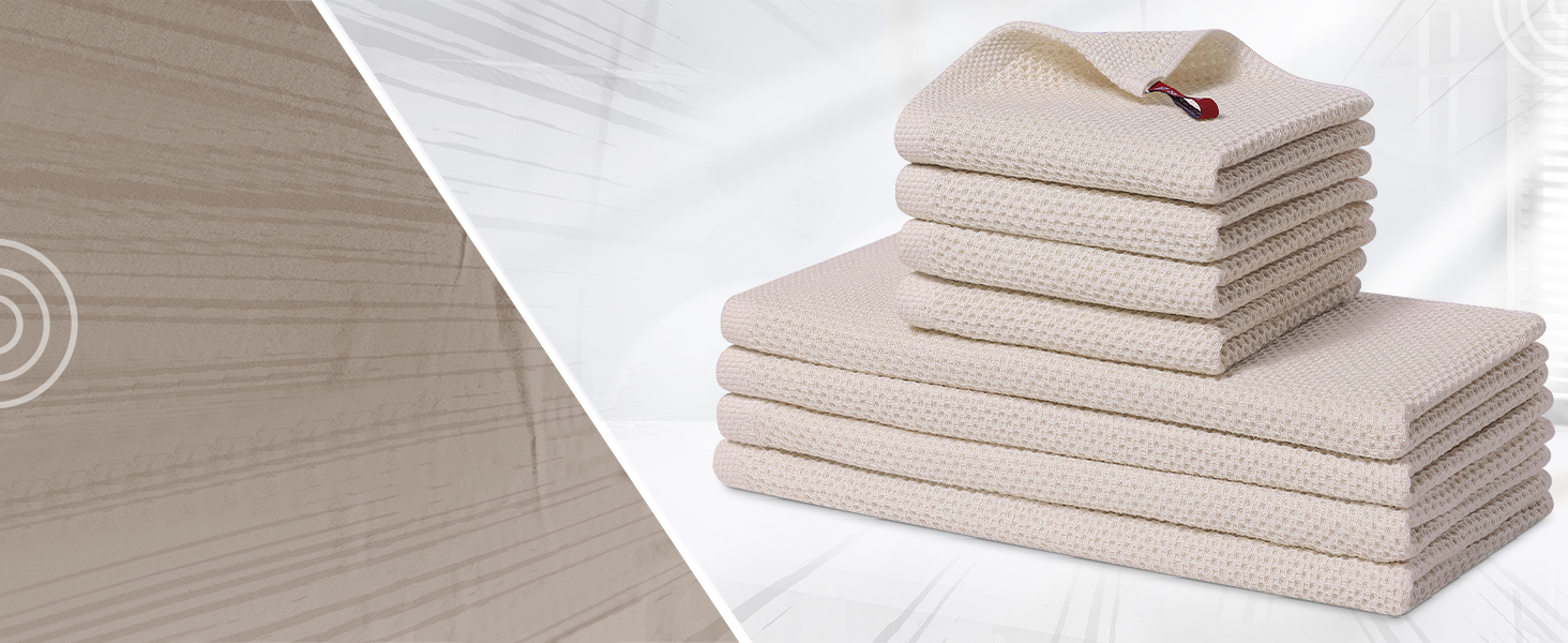 Homaxy 100% Cotton Kitchen Towels and Dishcloths Set, 12 x 12 Inches and 13 x 28 Inches, Set of 8 Bulk Kitchen Towels Set, Ultra Soft Absorbent Dish Cloths for Washing Dishes, Dark Grey